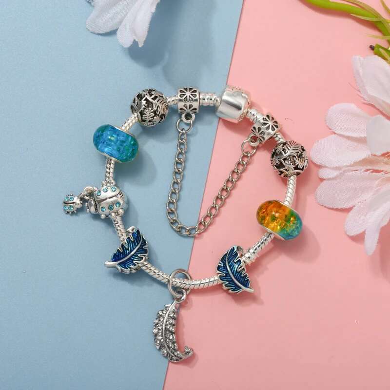 New High Quality Charm Bracelet With Crystal Leaf Beads Bracelets Bangles For Women Momther Jewelry Gift Special Offer