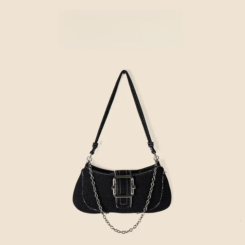 2025S Fashion Designer New Trendy Chain Denim Shoulder Girls High end And Niche Style Underarm Bag Summer Versatile For Women