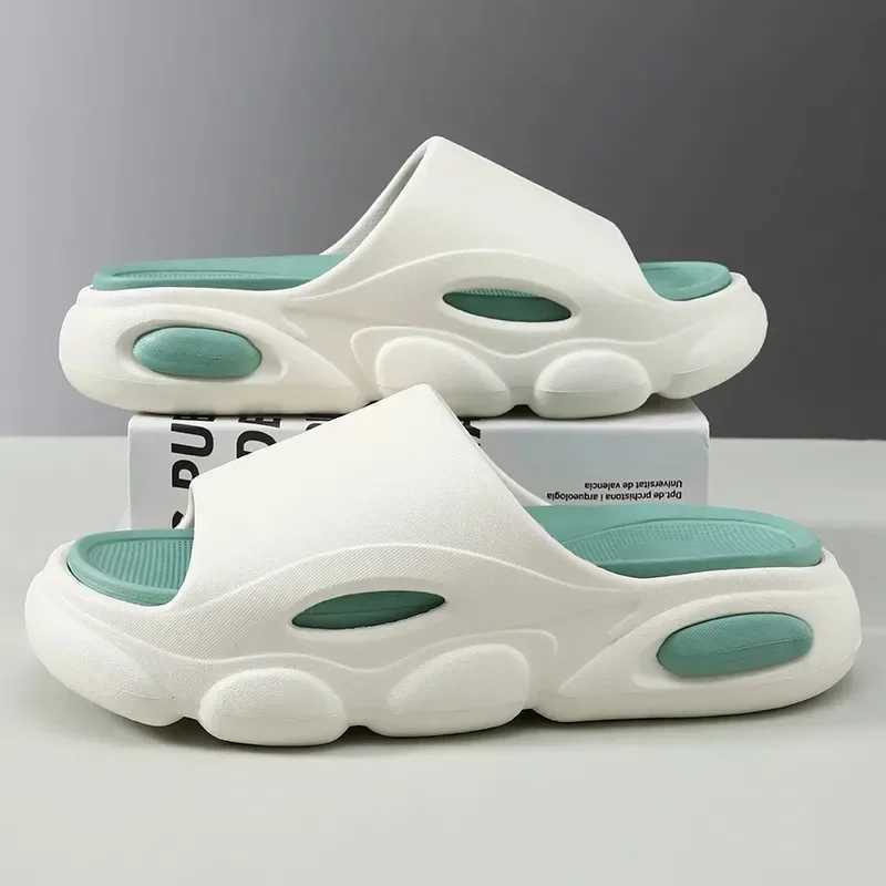 Cwarm New Men Summer Slippers Thick Sole House N-slip Bathroom Shower Slides Outdoor Soft Cloud Fi Beach Shoe Flip-flop Y250320