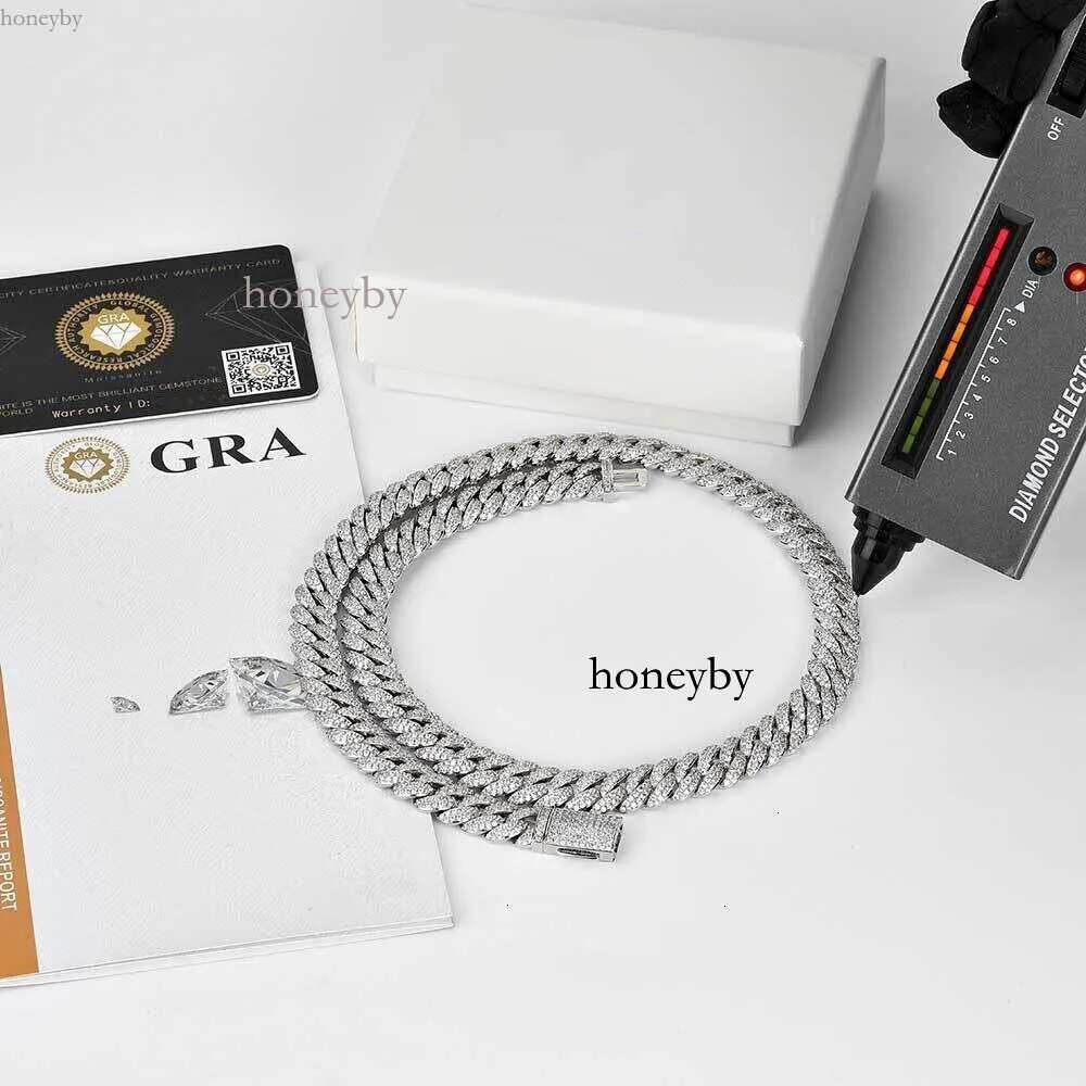Pass Dia Tester Bracelet Jewelry 10mm Sterg sier VVS Moissanite Cuban k Chain Necklace