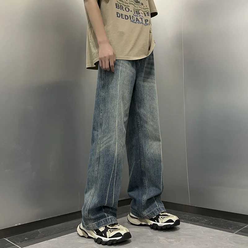 Style Casual Jeans for Men in Spring Loose Trendy Bf Personality Handsome Hip-hop Versatile Straight-leg Floor-length TrousersT250319