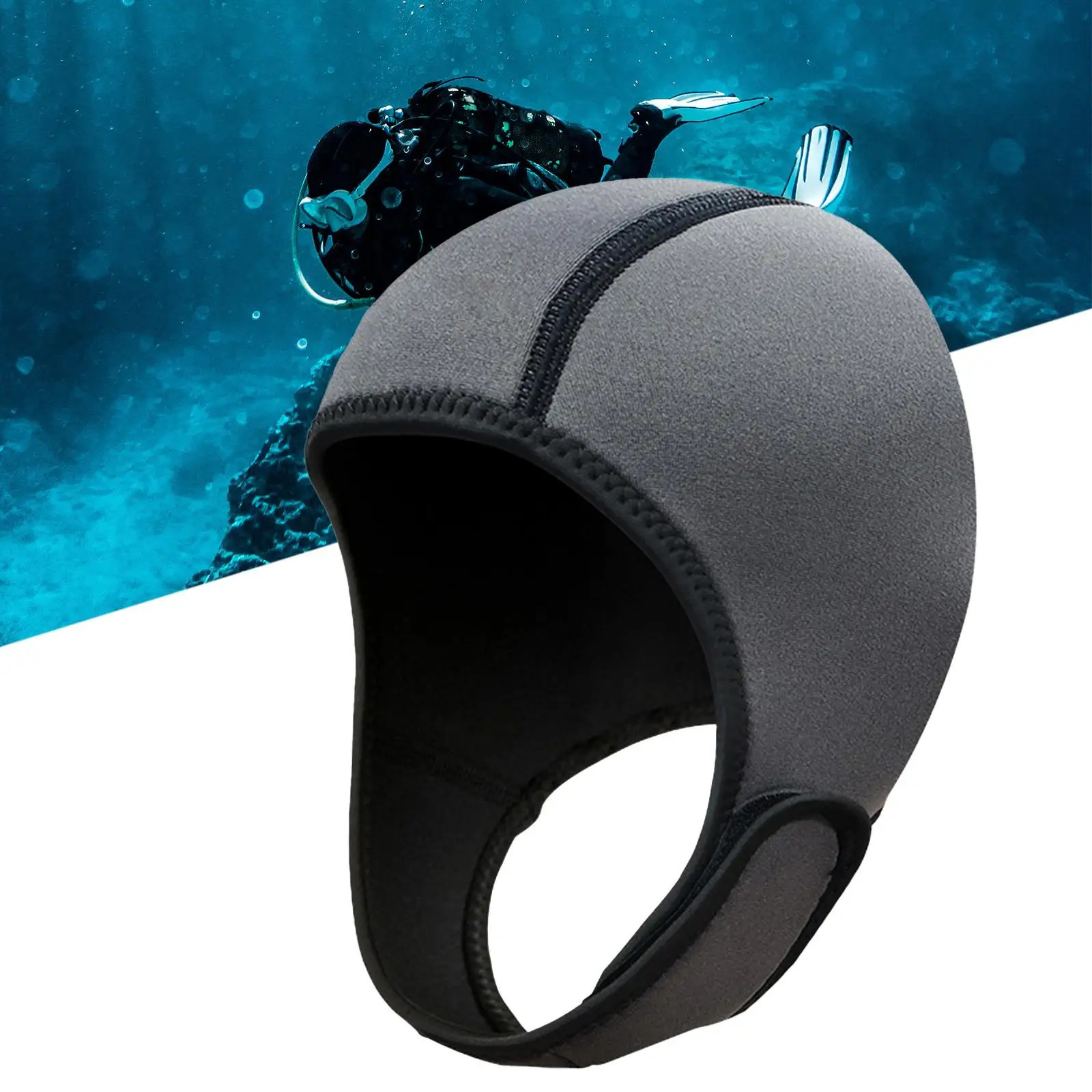 Diving Hood with Chin Strap Ear Protective 2mm Neoprene Wetsuit Hood Swimming Hat Surfing Hat for Women Men Winter Sailing Canoe 250320