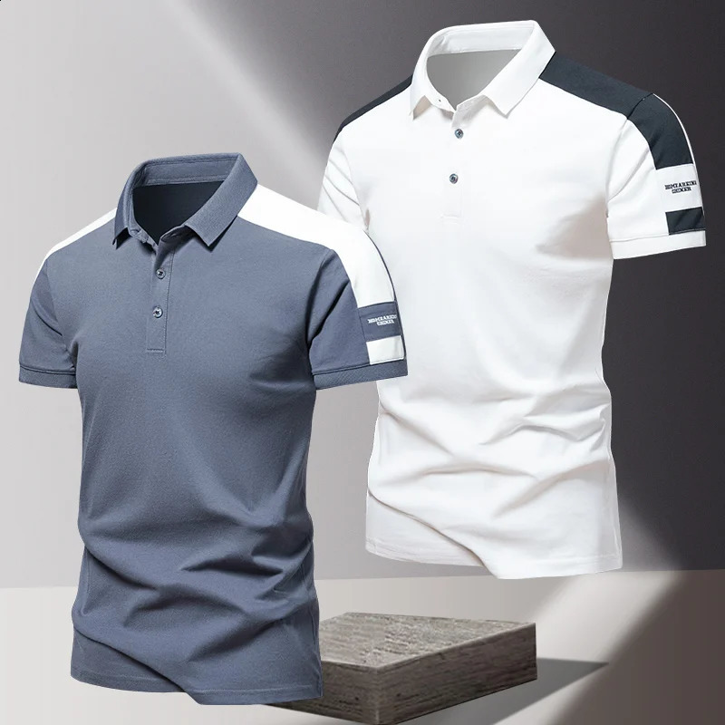 Mens polo shirt summer silk highend business casual short sleeved Tshirt solid color thin pure cotton lapel top 250318
