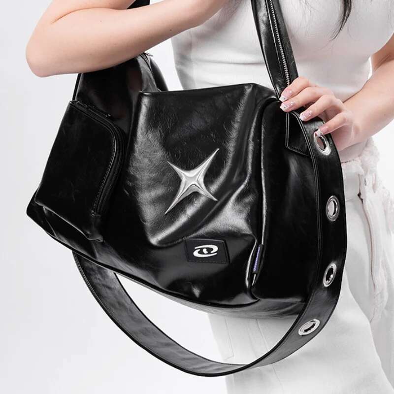 Y2k Girl Tote Korean Vintage Shoulder Bag Aesthetic Women Crossbody Travel Zip Casual Handbag Fashion Ladies Sier Big Bags