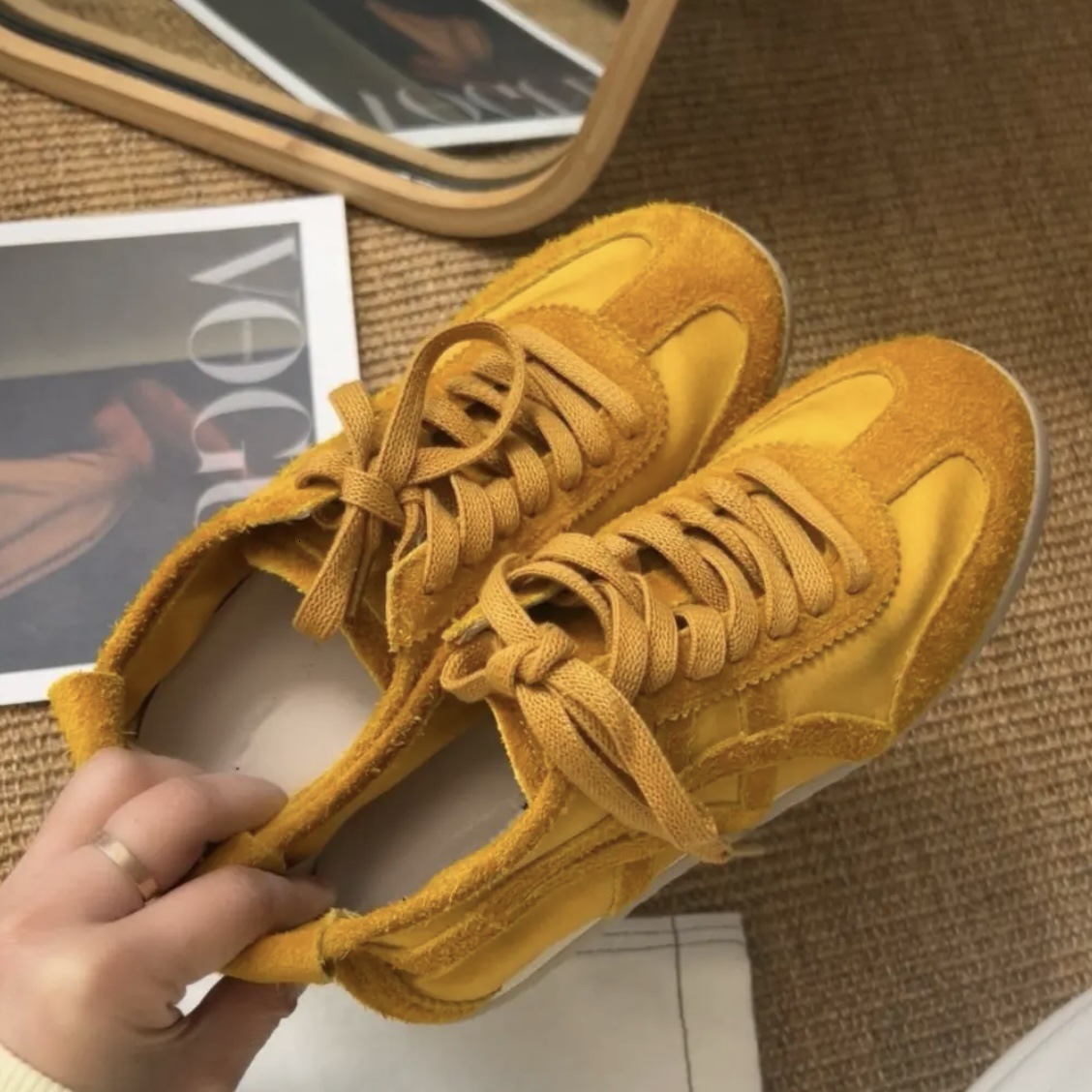 2025 new leather version German training women's spring leather niche multifunctional flat shoes designer fashionable casual sports shoes