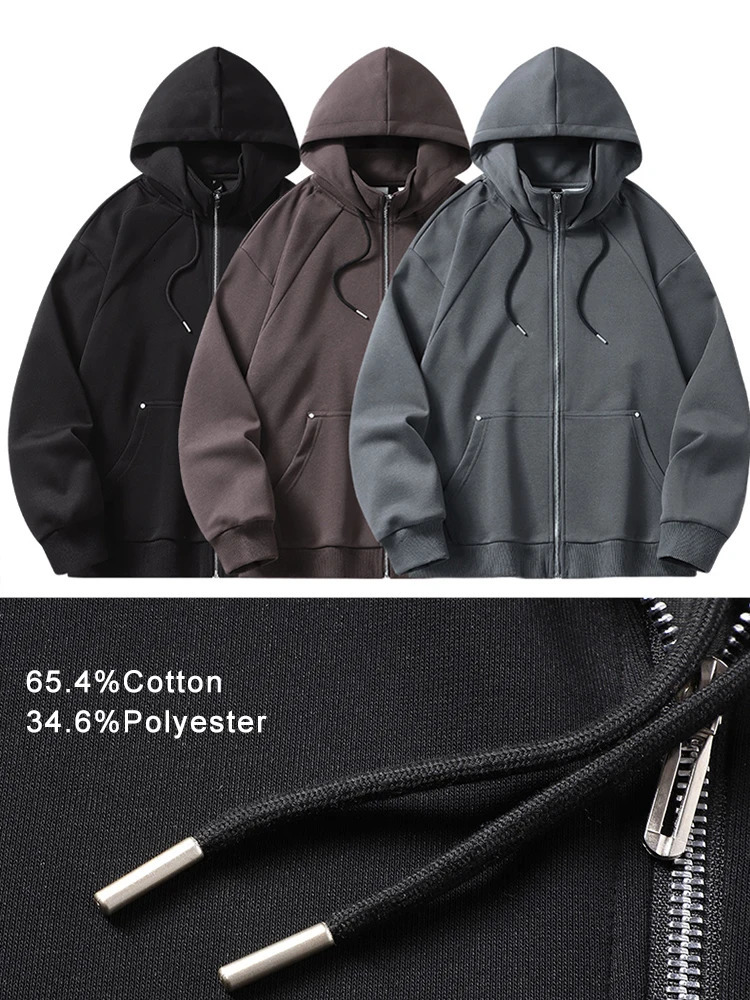 Mens hooded sweatshirt with full zipper spring and autumn Korean casual knitted jacket plus size 6XL 7XL 8XL 250320Z