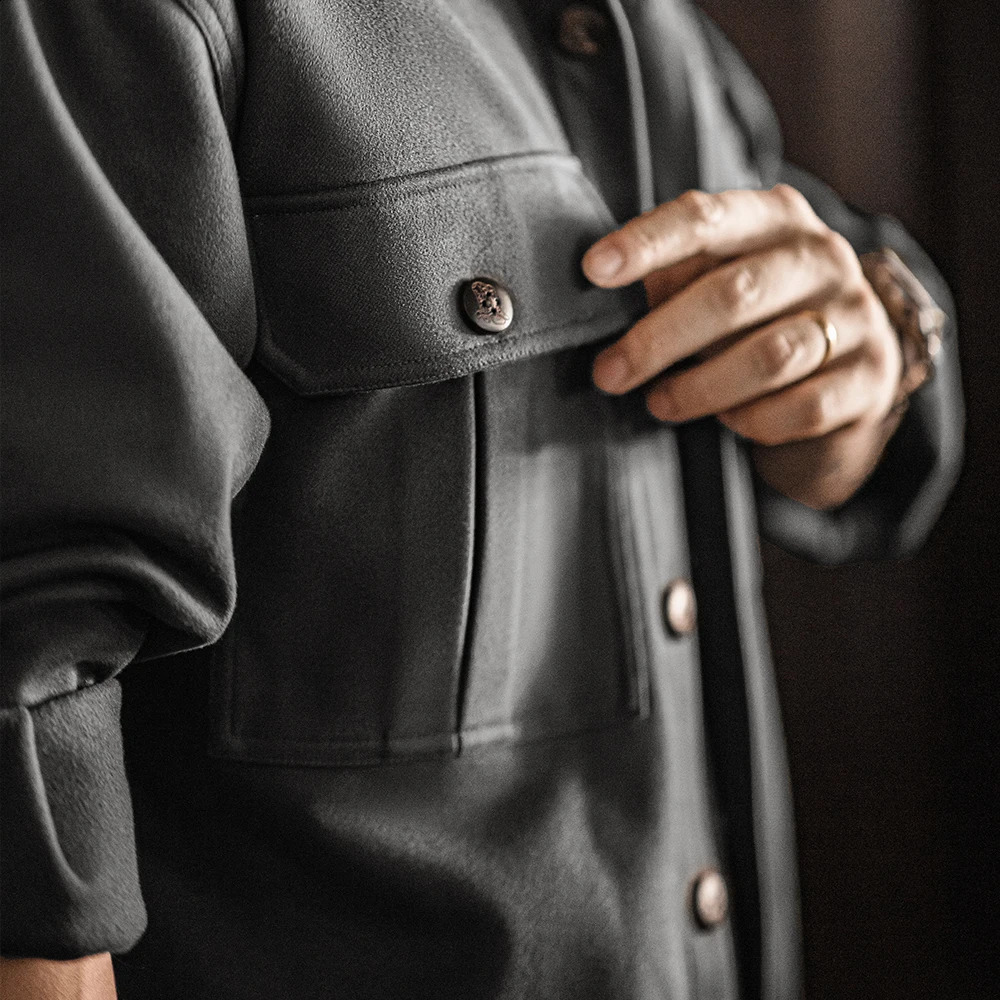 Maden Retro Solid Color Collar Jacket Loose Fit Heavy Duty Single Item Mens AutumnWinter Shirt Corset 250317