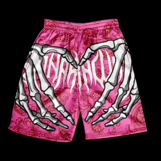2025 Summer Trend Hip Hop Shorts Fashion Skull Hand drawn Graphic Printed Drawstring Oversized Casual Loose Mens Beach 250319