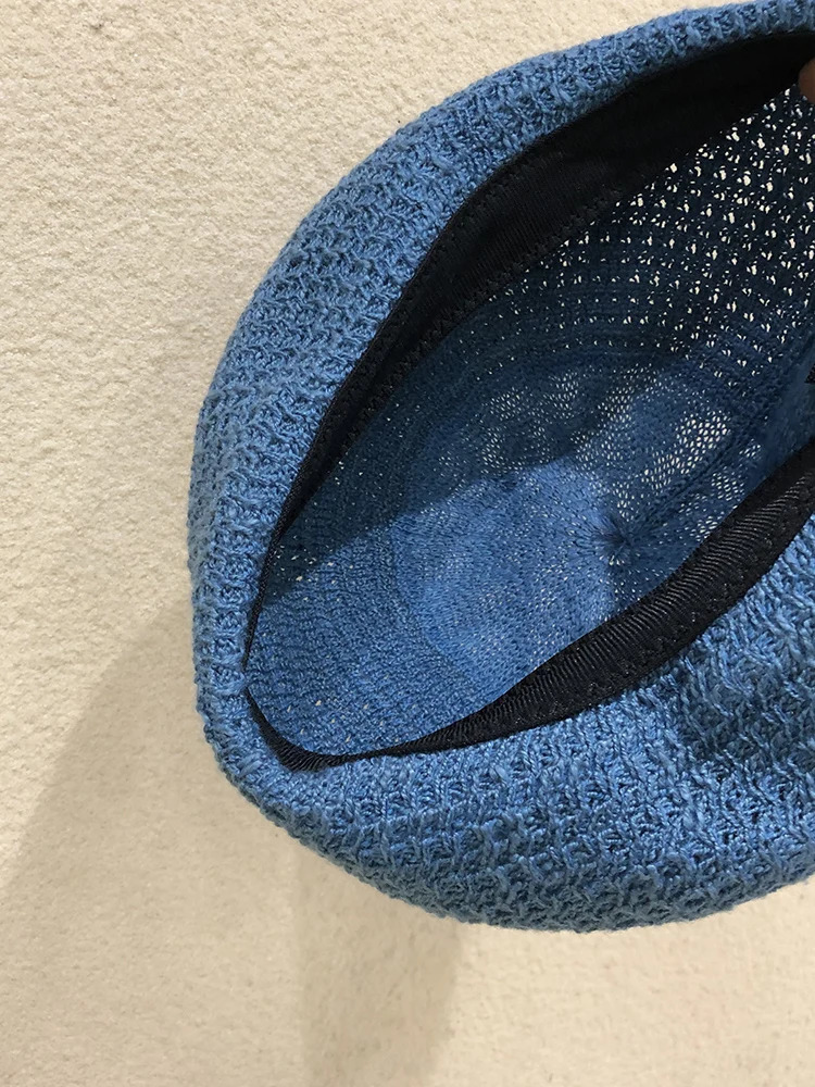 Korean Version Hollow Candy Color Berets Spring and Summer Milk Silk Retro Show Face Small Street Snap Painter Hats for Women 250320