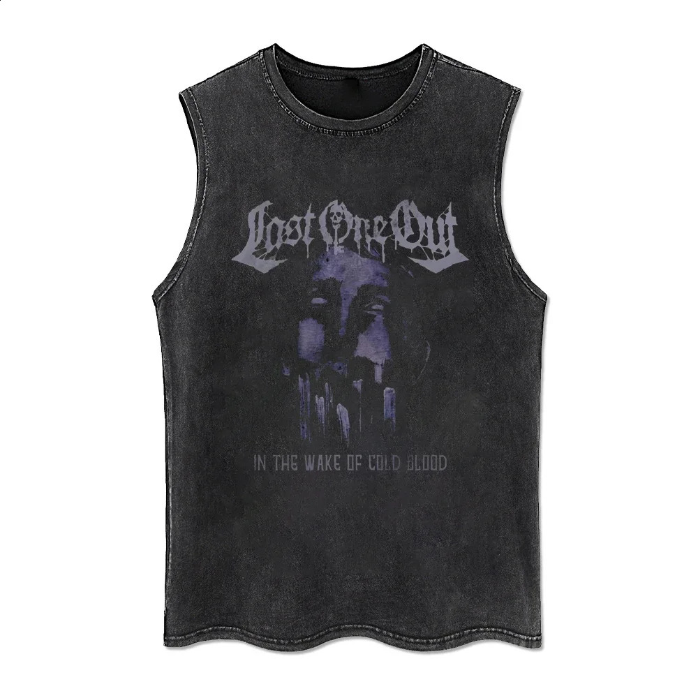 Summer Tank Top Washed Retro Tank Tops Casual Vintage Tshirt Streetwear Sleeveless Tops Men Women Cotton T-shirt Y2k T Shirt 250318