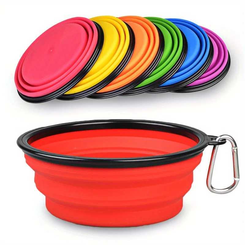Dog Folding Bowl Portable Dog Travel Bowl Dog Food Water Bowl for Outdoor Walking Silicone Dog Food Water Bowl with Bowl Lip Y250319