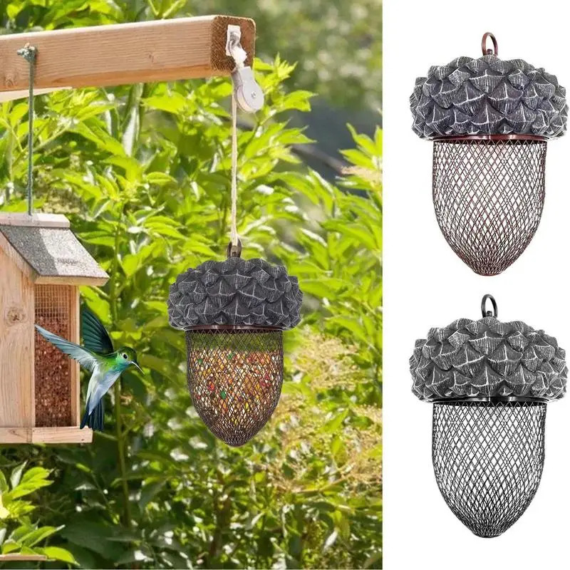 Acorn Bird Feeder Metal Resin Craft Natural Feeding Accessories Hanging House Mesh Wildfinch 250320