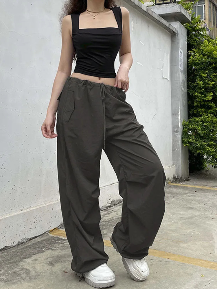 Fold Tanks for Women Solid Elegant Slim Sexy Harajuku Minimalist High Street Y2k Clothing Crop Top n 250319