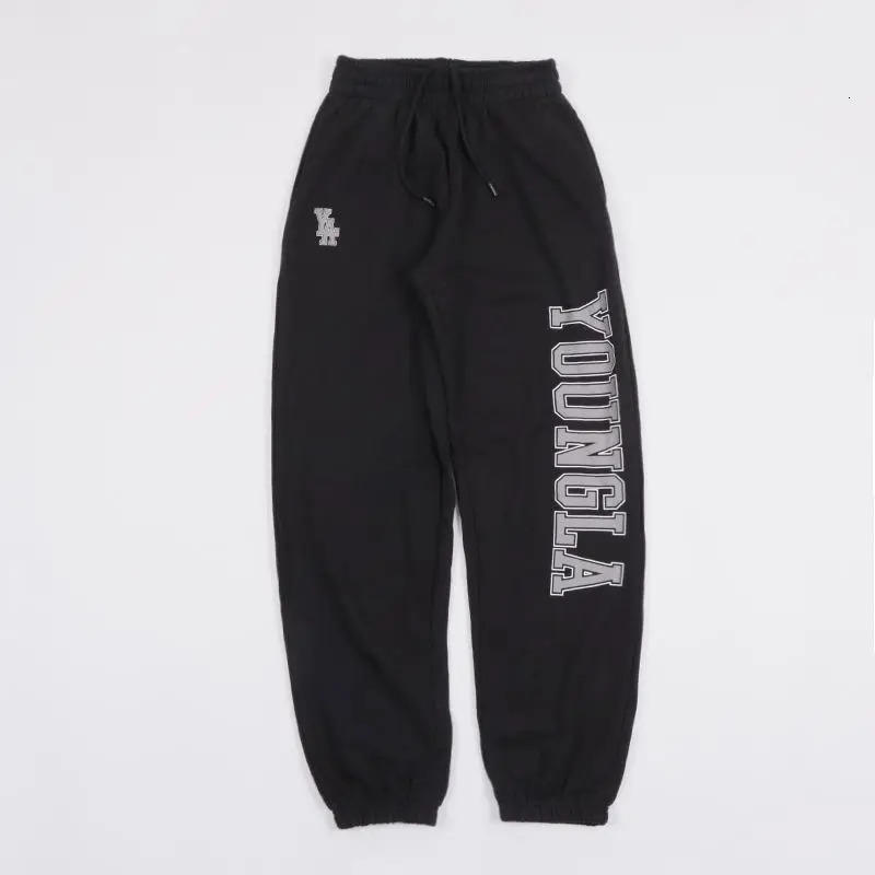 US heavyduty looped lace up feet solid color printed pure cotton couple sports pants 250320