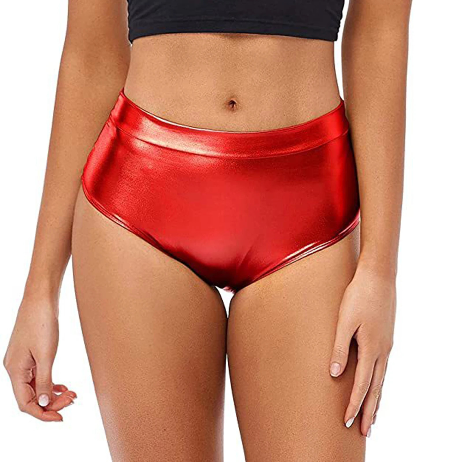 Sexy Rave Dance Costume Womens Metallic Shiny Booty Shorts Skinny Panties Short Pants for Carnival Club Party Bottoms 250320