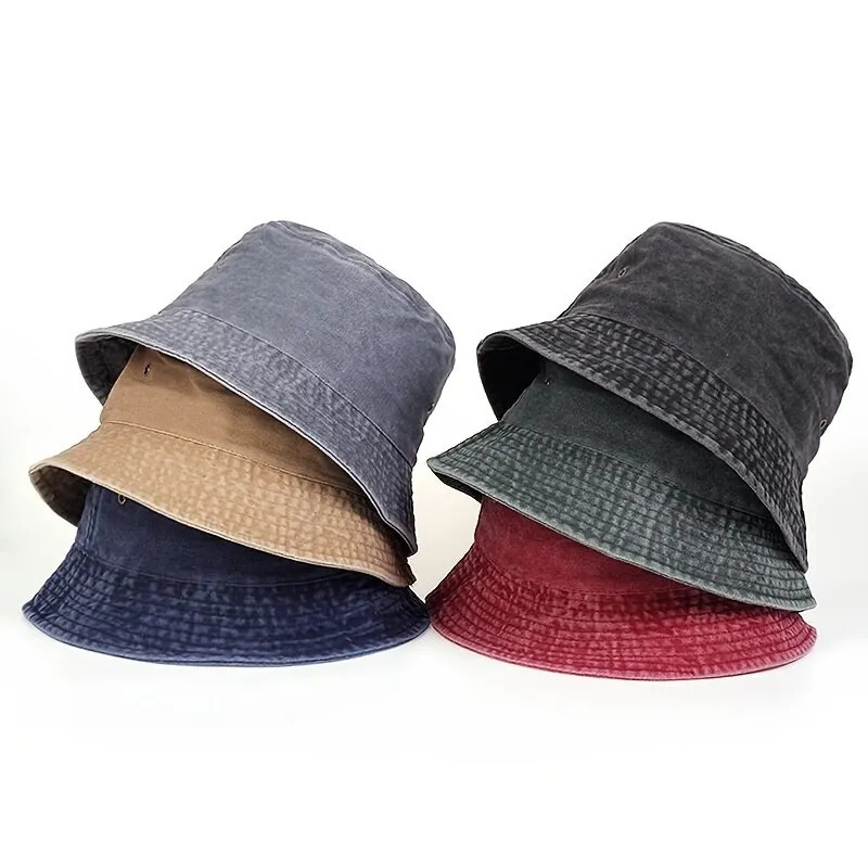 Unisex Solid Color Personality Bucket Hats Fishermen Caps Outdoor Casual Cap Sunscreen Hat 250320