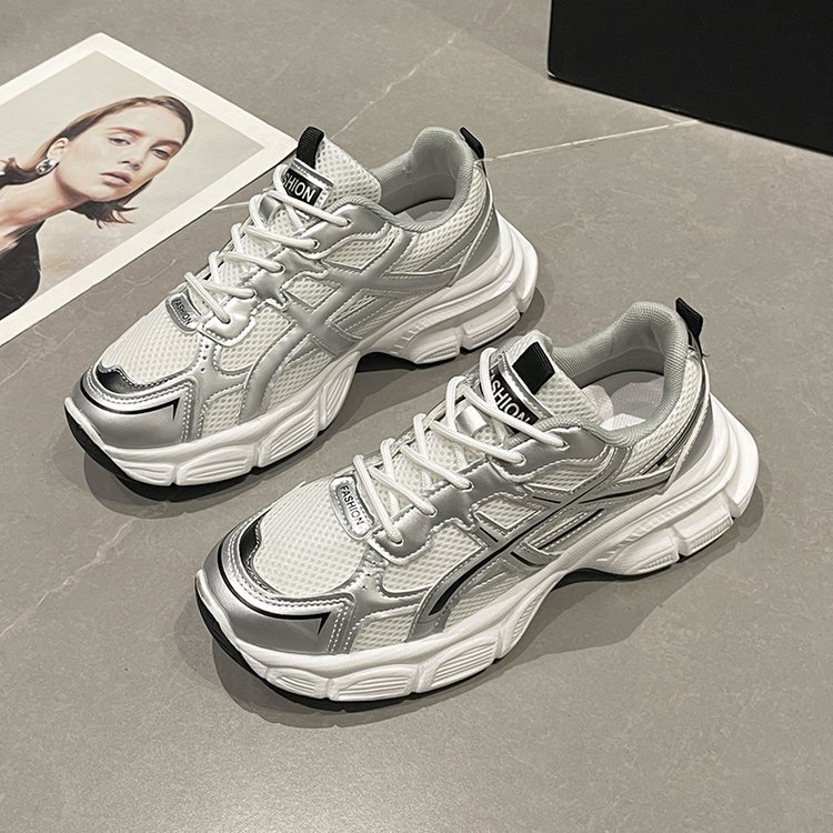 Women's dad shoes, low-top lace-up casual shoes 2025 style mesh running shoes for women casual sports shoes
