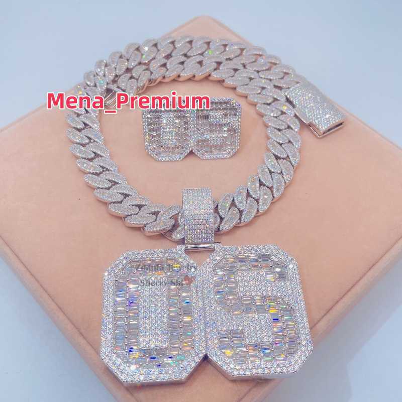necklace moissanite chain Hot Sell Urban Jewelry Rapper Custom Iced Out Hip Hop Letter Initial Name Pendant Moissanite