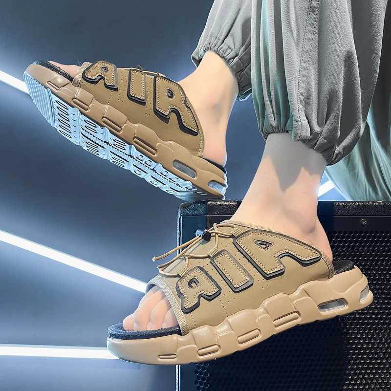 Air Cushi Slippers Summer Men Sandals Thick Sole Beac Flats Cloud Slides Sports Slippers Outdoor Man Sneaker Shoes Y250320