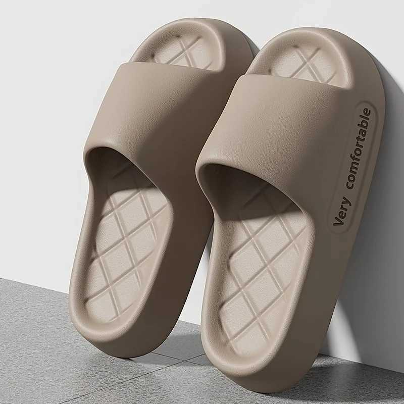 Summer Letter Print Wen Slippers Thick Flat Outdoors Beach Slides For Men Bath Sandals Couple Ladies Shoes Y250320