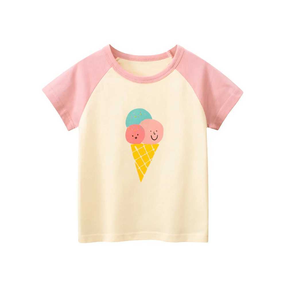 1-9T ice cream girl T-shirt toddler cotton childrens T-shirt baby girl summer basic top baby T-shirt short sleeved setT250320