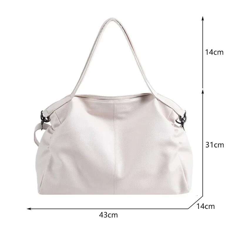Big Black Shoulder Bags For Women Large Hobo Shopper Solid Color Quality Soft Leather Crossbody Handbag Lady Travel Tote Bag