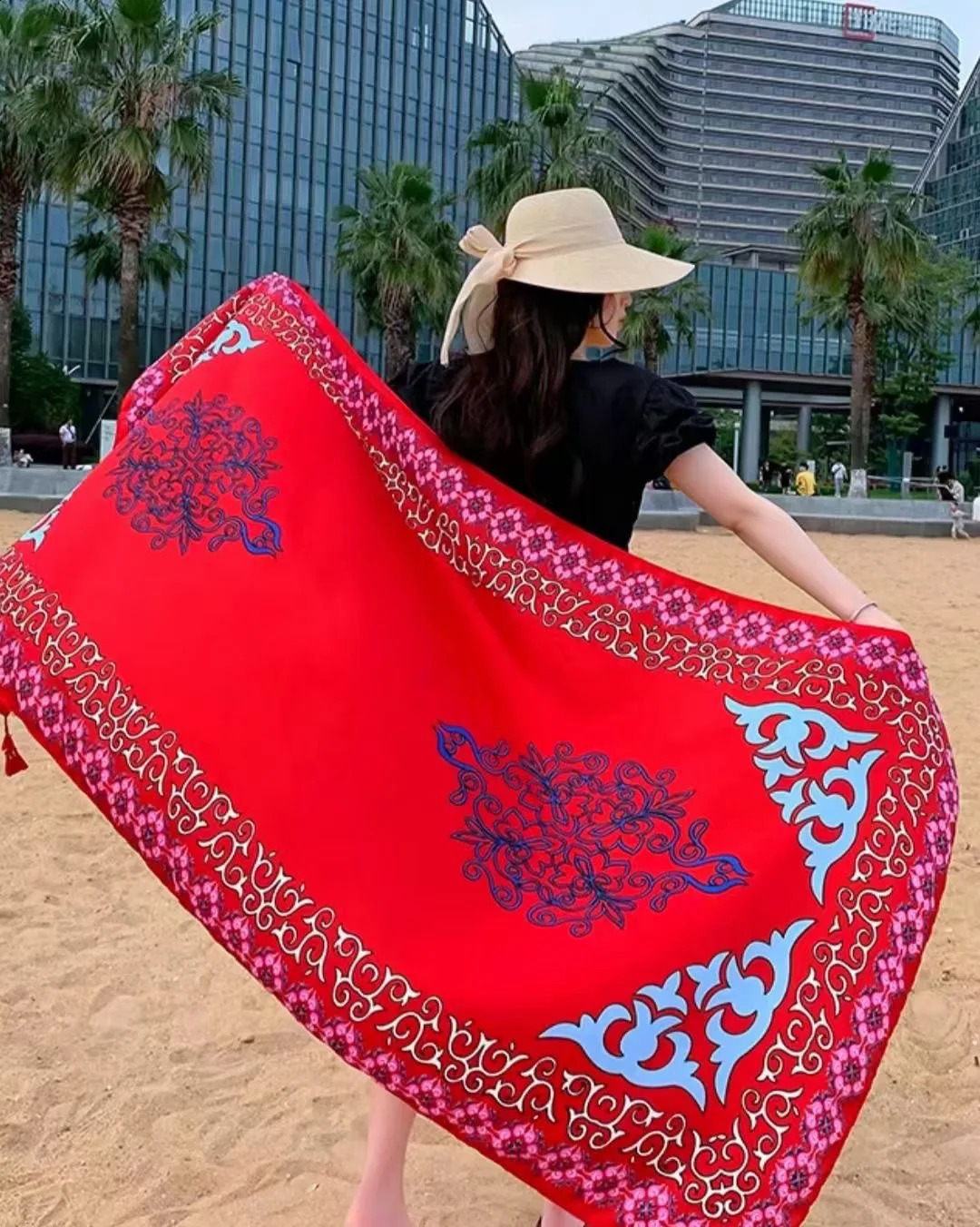 travel beach sunscreen scarve bikini large shawl sarong wrap scarf pareo women beach sun protection shawl scarf 250319