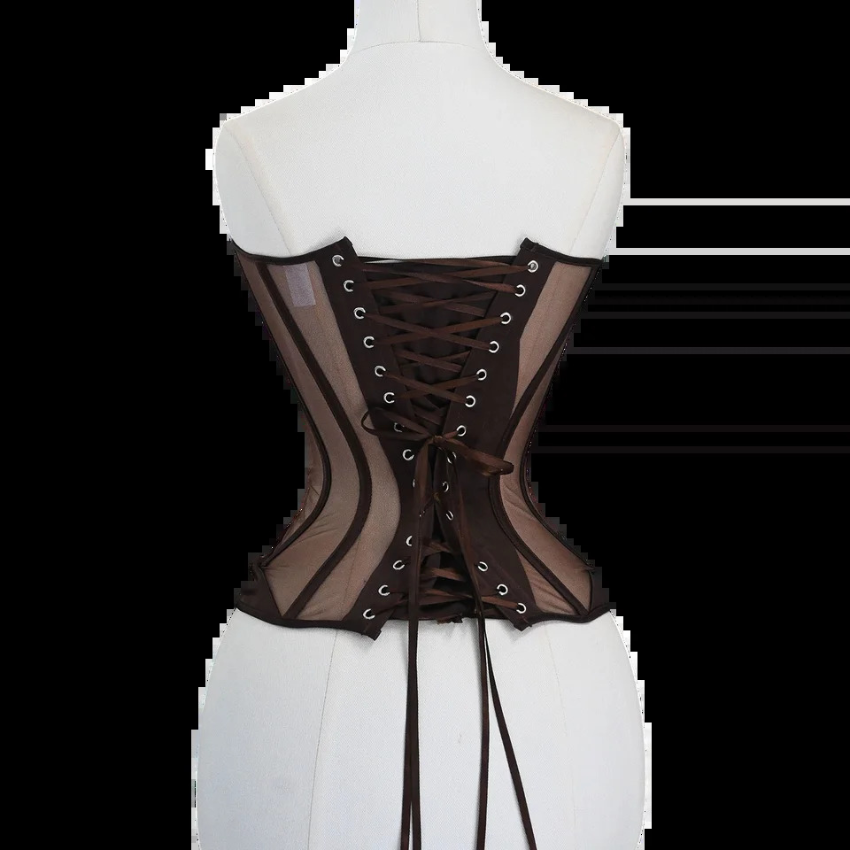 Women Tight Corset Bustier Overbust Cup Transparent Mesh Bodices Wedding Tops Lace Up Steel Boned Shaping Tops Waist Slimmer 250319
