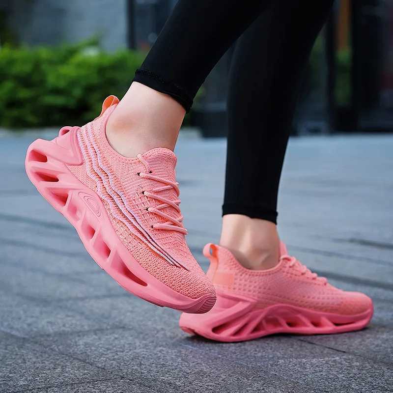 Fashion Purple Running Shoes Unisex Knit Breathable Platform Mens Casual Sneakers Outdoor Non-slip Lace-up Womens Sports ShoesW250320