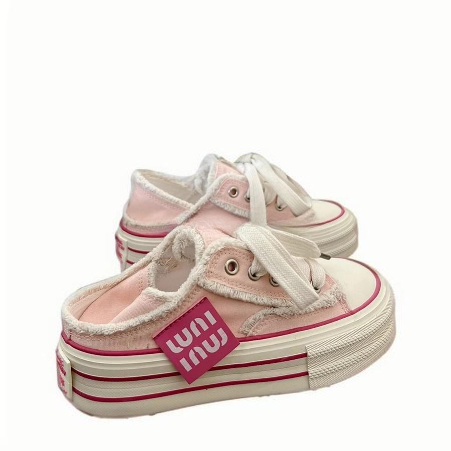 Can step on the heel of women's shoes two wear thick soles with a new small design to increase leisure canvas shoes 2025