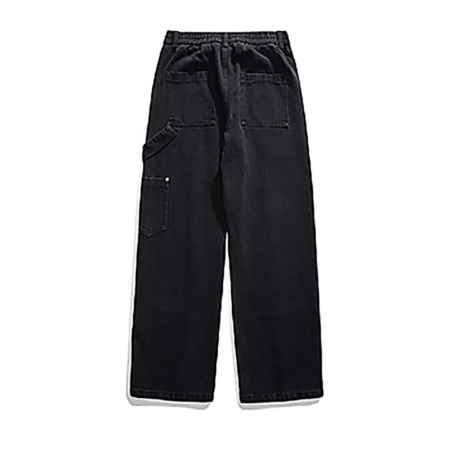 Korean popular clothing mens Gothic style oversized Y2k bagged jeans Japanese denim flange jeans straight wide pantsT250319