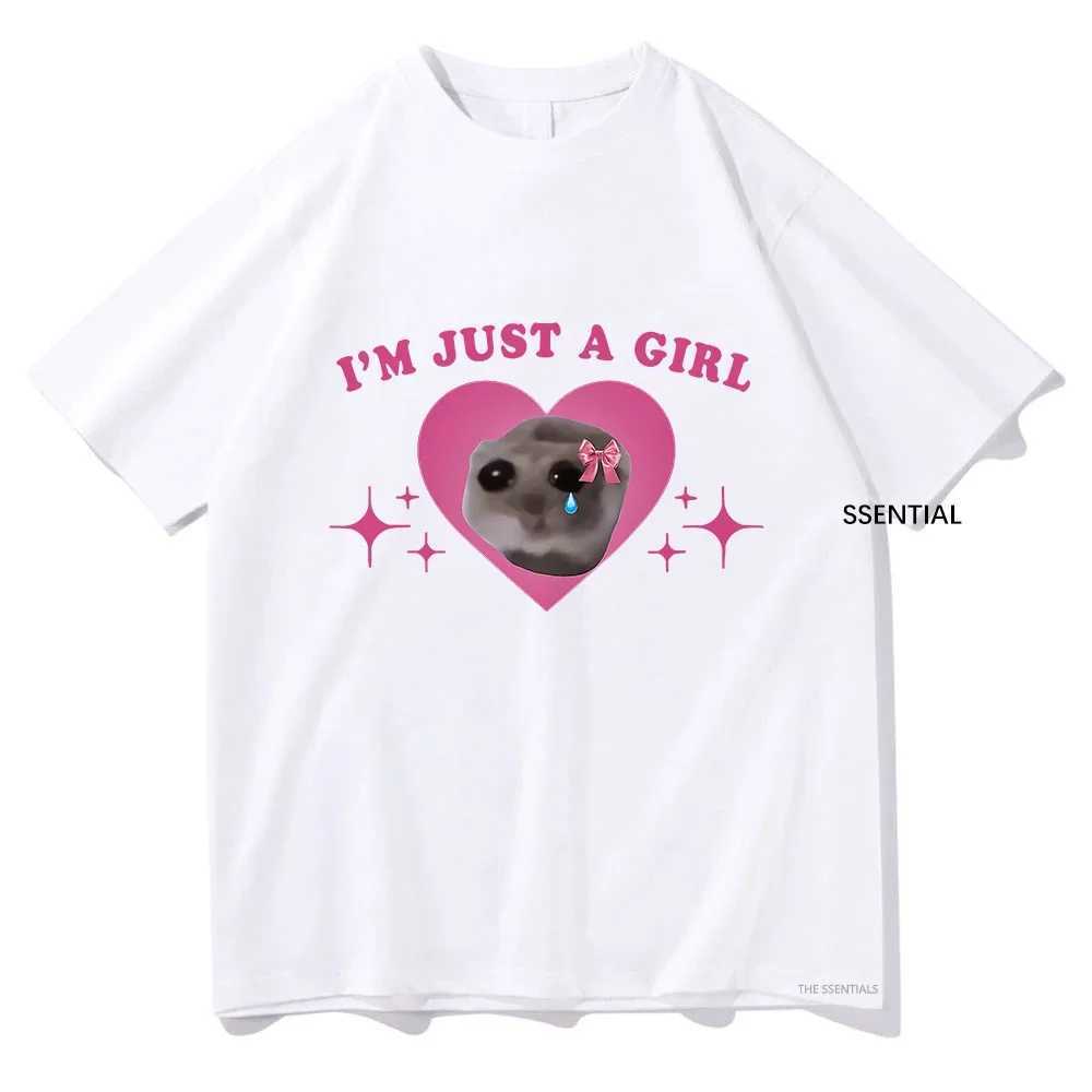 Sad Hamster Meme Im just a girl. T-shirt for men/women Harajuku fashion T-shirt retro unisex streetwear cotton topT250320