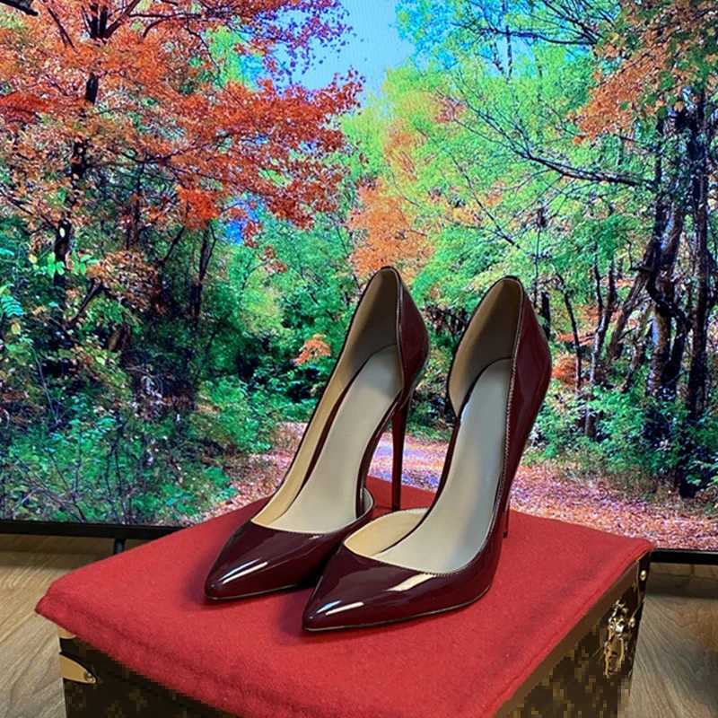 Classic Claret 12cm High H Shoes Wan Pumps 10cm Taces Pointed Toe High Heels Sexy Wedding Party Shoes QKOU006 ROVICIYA Y250319
