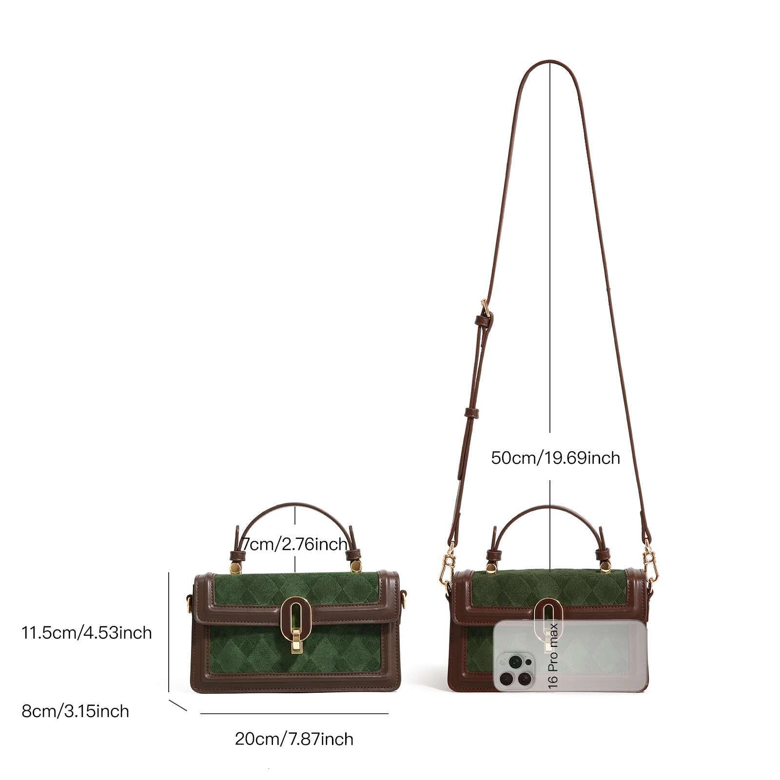 TOUTOU Small Square Autumn Original Designer Brand Handbag Retro Dia Grid Green Single Shoulder Crossbody Bag Christmas