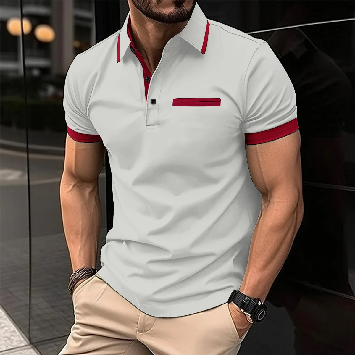 Solid Coloured Printed Polo Mens Clothing Simple 3D Print T-shirts for Men Breathable Mens Short Sleeve Polo Casual Loose Tops 250319