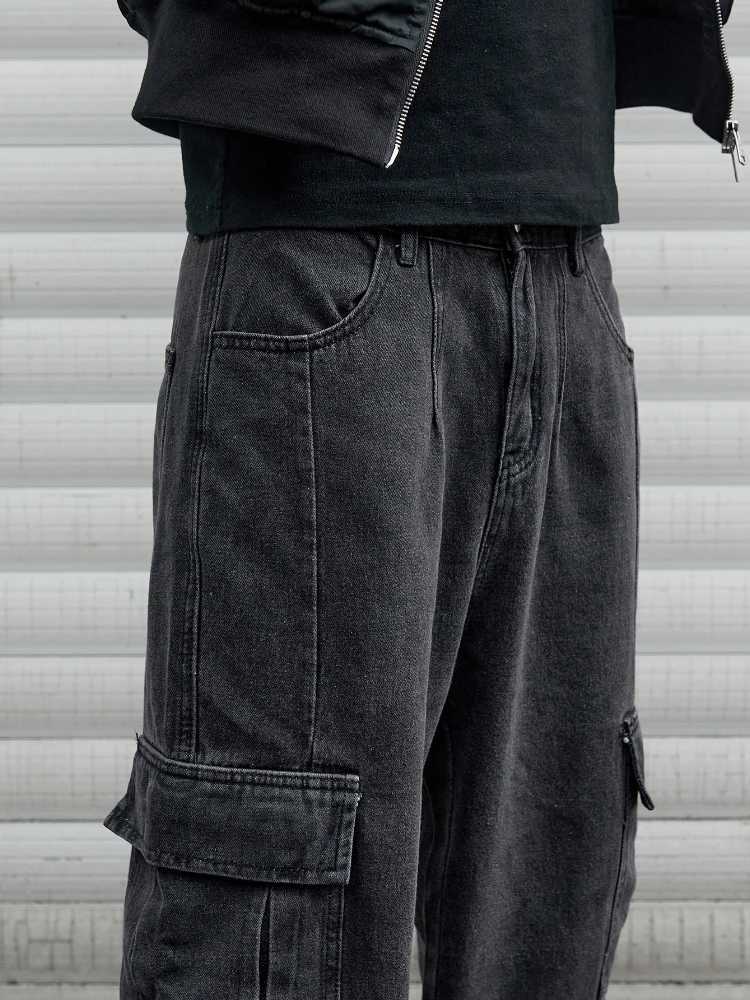 Y2k new bagged jeans mens hip-hop Harajuku Trouser wide leg denim pants mens jeans streetwear Korean oversized cargo pantsT250319