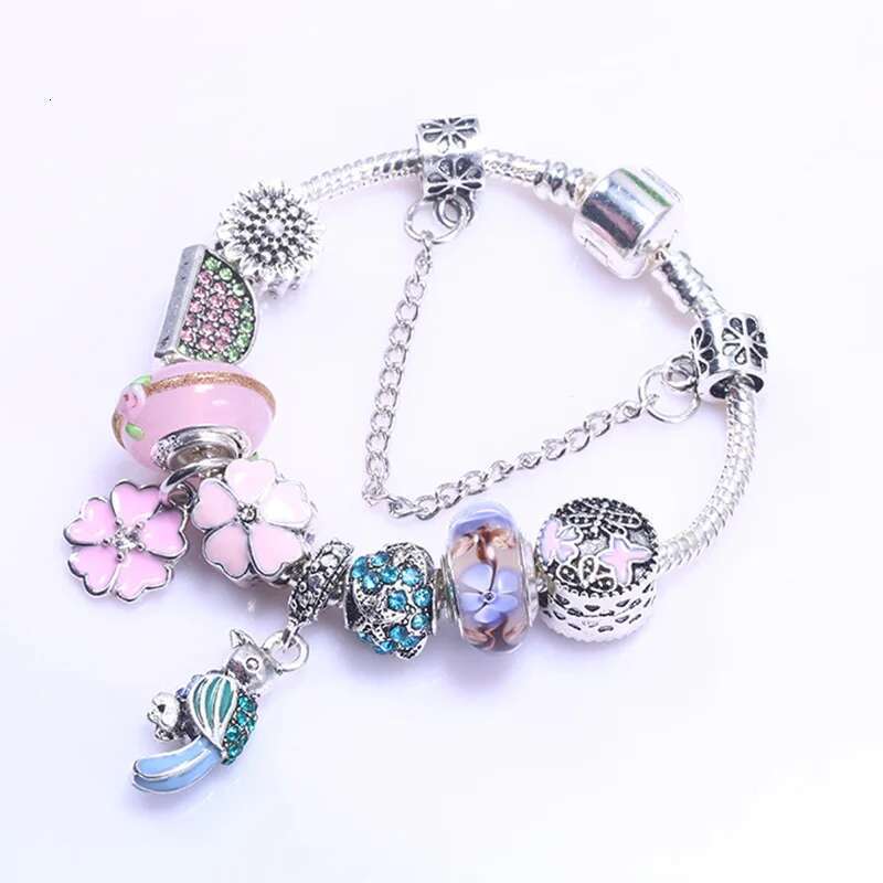 Fashion Woodpecker Charm Bracelets For Women Men Fits Original Crystal Animal Beads Bracelets Bangle For Women Pulseira Jewelry