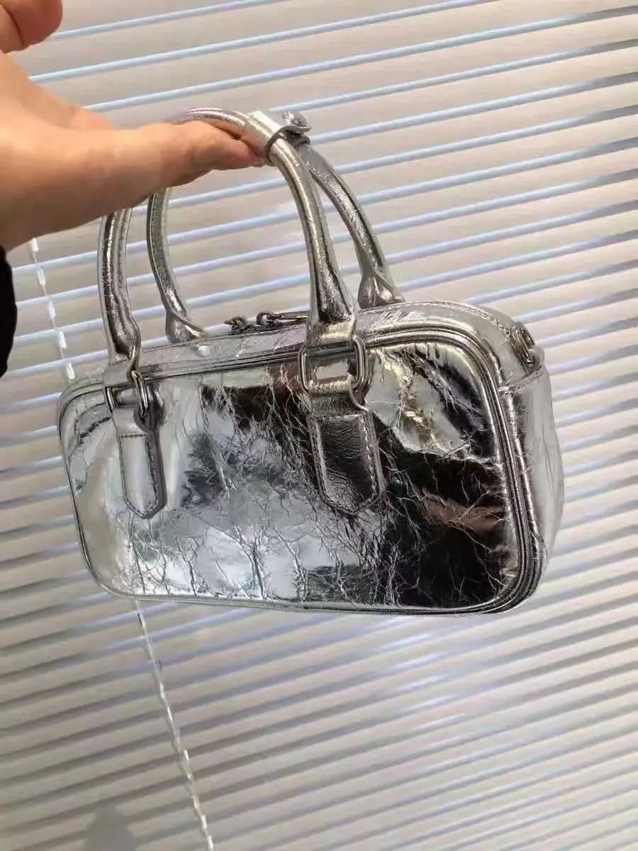 JIAERDI High Street Silver Square Bag Wallet Womens Hot Girl Leather Handle Messenger Bag Womens Retro Y2k Handbag Bolso MUJI Y250319