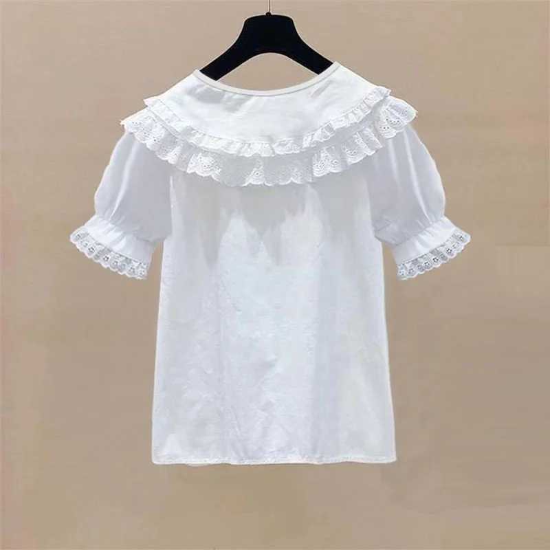 Summer 4-13 Years School Uniform Girls White Blouse Short Sleeve Shirts For Kids Girl Blouses Preppy Style Tops Children ClothesT250320