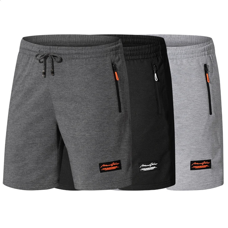 Summer Cotton Casual Shorts Men High Quality Fashion Print Short Pants Side Pockets Zip Outdoor Running Loose 250319