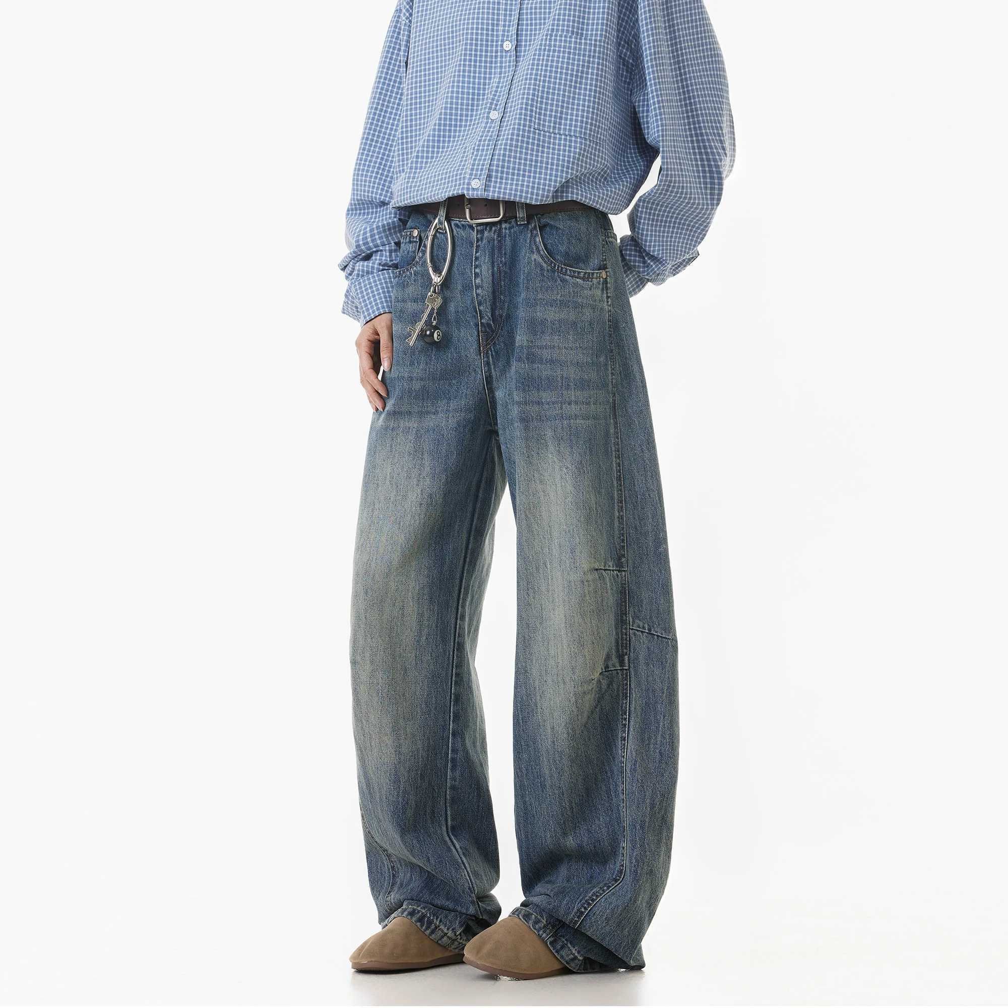 2016 Spring Mens Denim Pants Straight Down Retro Loose Bottom Straight Wide Leg Casual Mens Denim JeansT250319