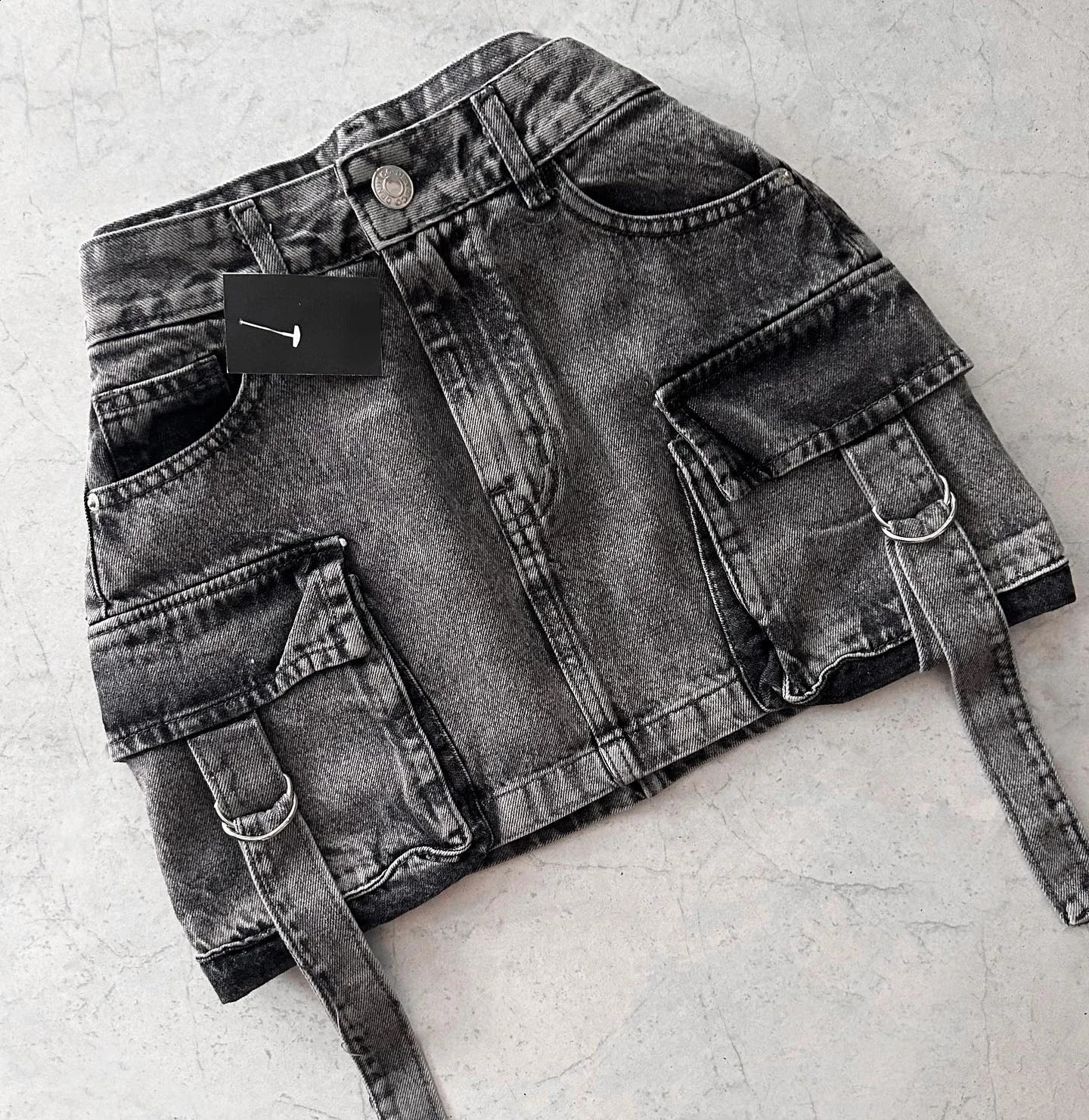 Vintage Gothic Y2k Off White Mini Skirt Fashionable Harajuku Multi Pocket Denim Plaid Skirt Womens Street Clothing Casual Sexy Short Skirt 250317