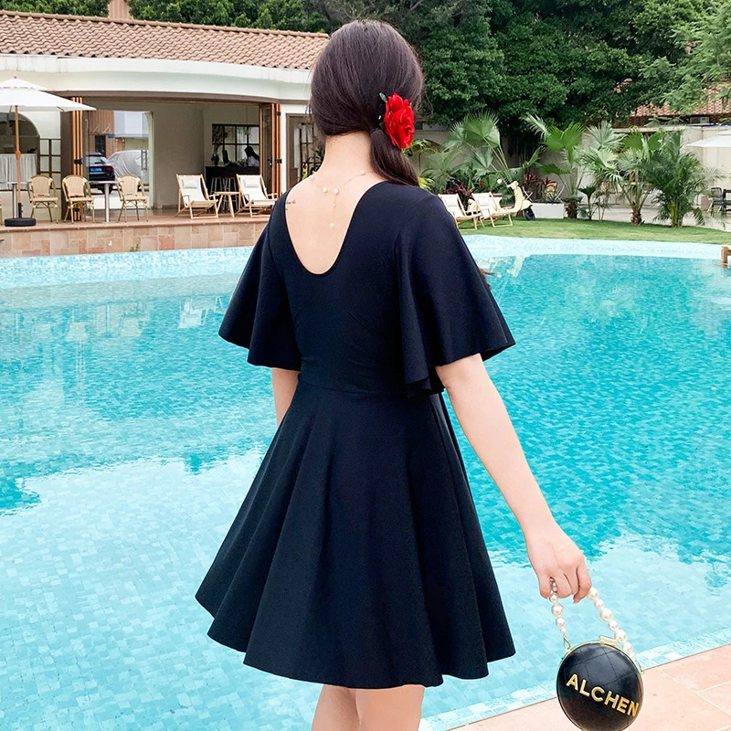 Womens Swimwear One Piece Swimsuit Plus Size XL-9XL Half Sleeve Boxers Dress High Quality Beach Wear Wholesale And Retail 250319