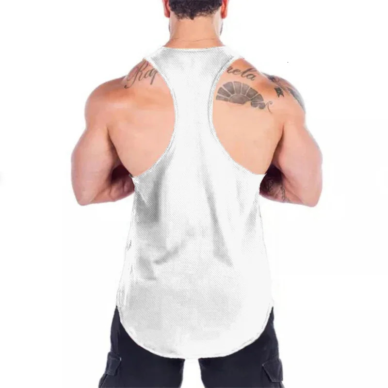 Personalized Cross Print Bodybuilding Clothing Gym Fitness Mesh Breathable Quick Dry Tank Tops Mens Sport Muscle Y-back T-shirt 250320