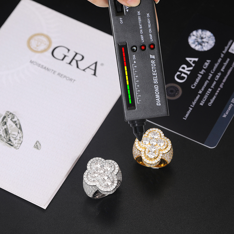 TUHE Unisex 925 Silver Cross Ring Moissanite Stone Iced Out Couple Rings For Men Hip Hop Gifts