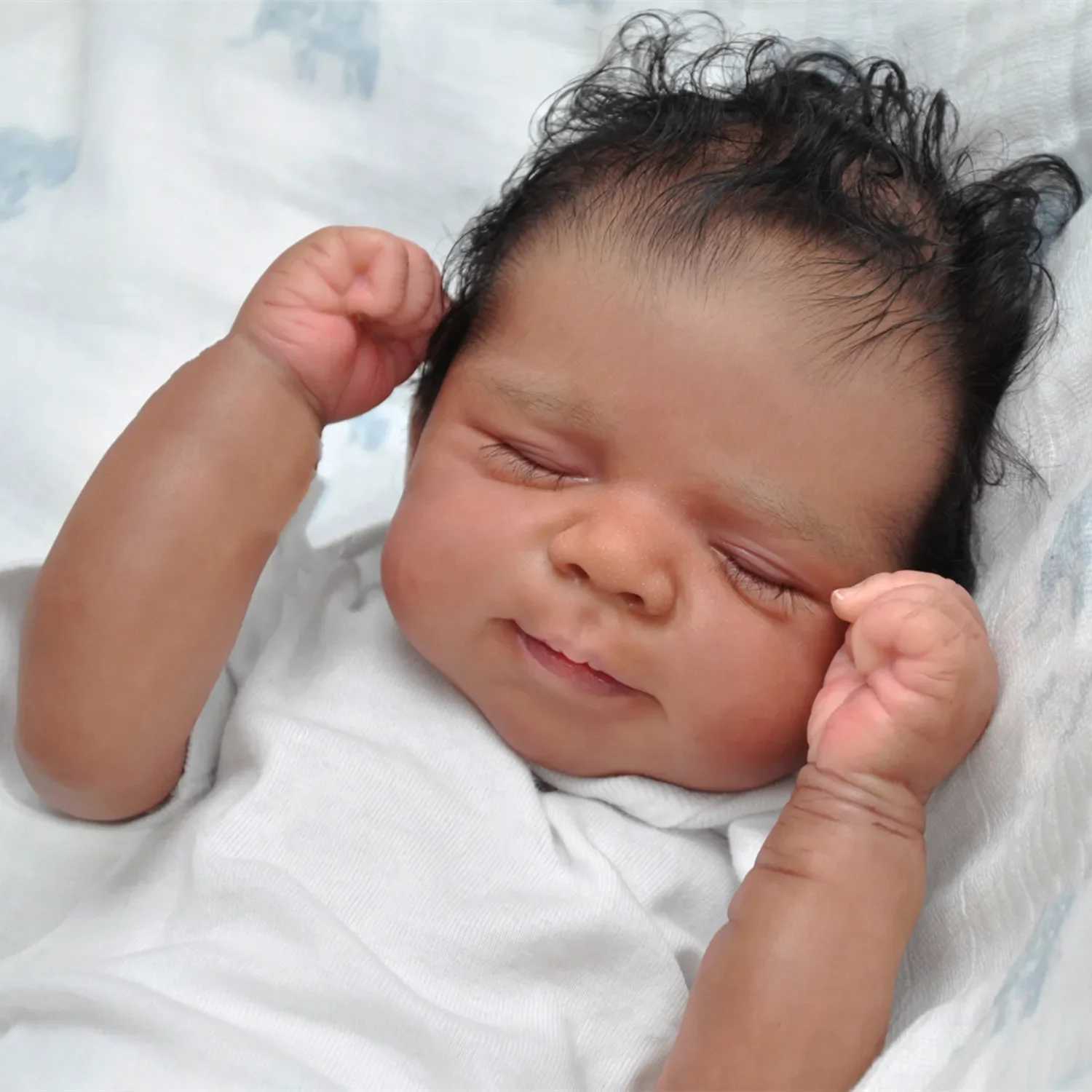 48cm Soft Touch Silicone Sleep Regeneration Baby Doll Toy Suitable for Girls with Lifetime Black Skin Doll Childrens Birthday Gift W250320