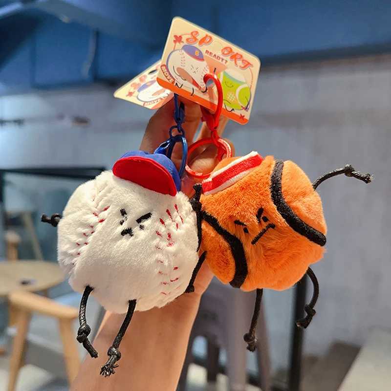 Keychain Creative Cute Ball Sports Plush Doll Keychain Mens and Womens Bag Small Pendant Cartoon Couple Backpack Car PendantXJ250319