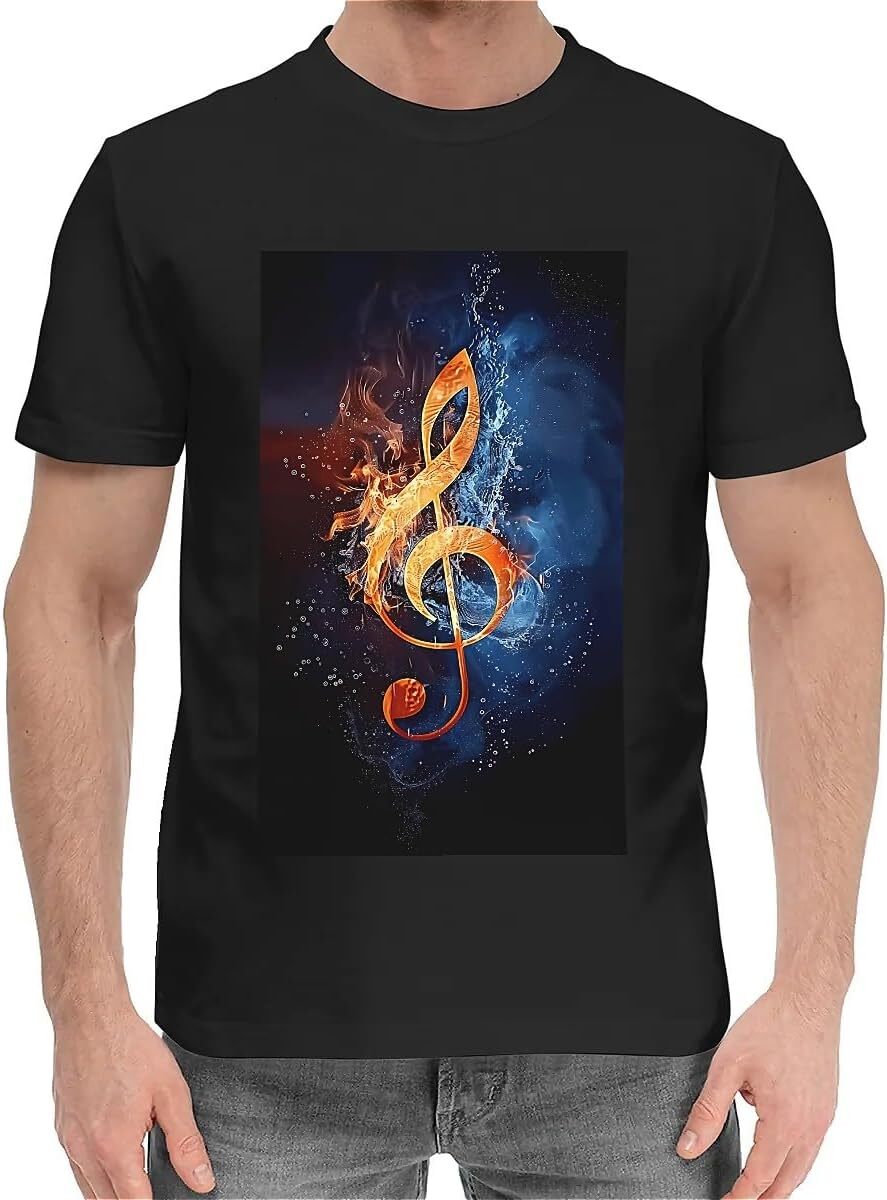 T shirt for Mens Mens Novelty T-Shirts Music Clef Graphic 2D Print Summer Short Sleeve Graphic Tee Casual Tops Clothes