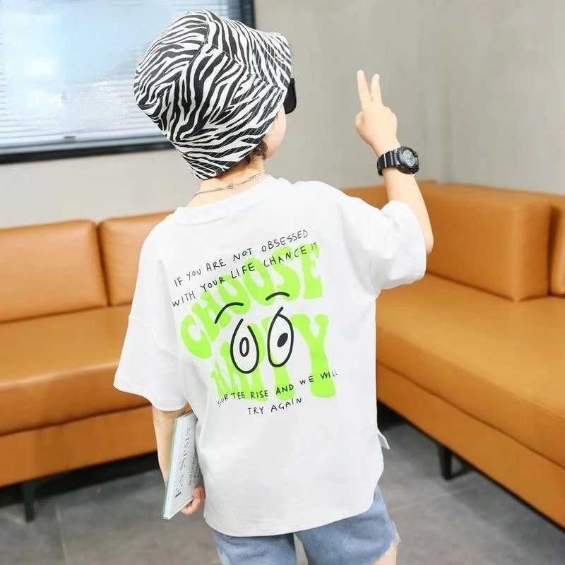 Childrens summer clothing boys short sleeved T-shirt new summer letter printing childrens half sleeved baby shirtT250320