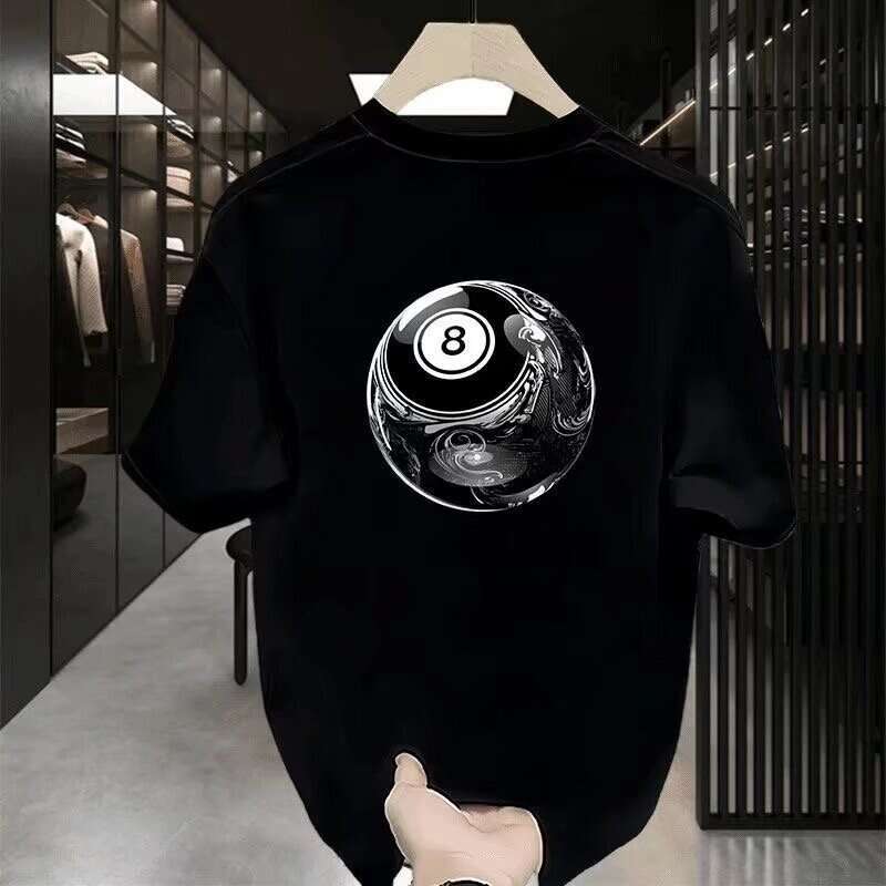 Graphic Tee Designer Shirt American Style Cool Stylish Pure Cotton Short Sleeved T-shirt Billiards Mens and Womens High-end Trendy Street Loose Summer